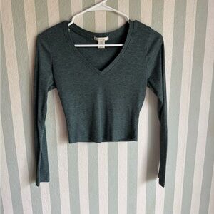 Forever 21 Deep Teal V-Neck Crop Top